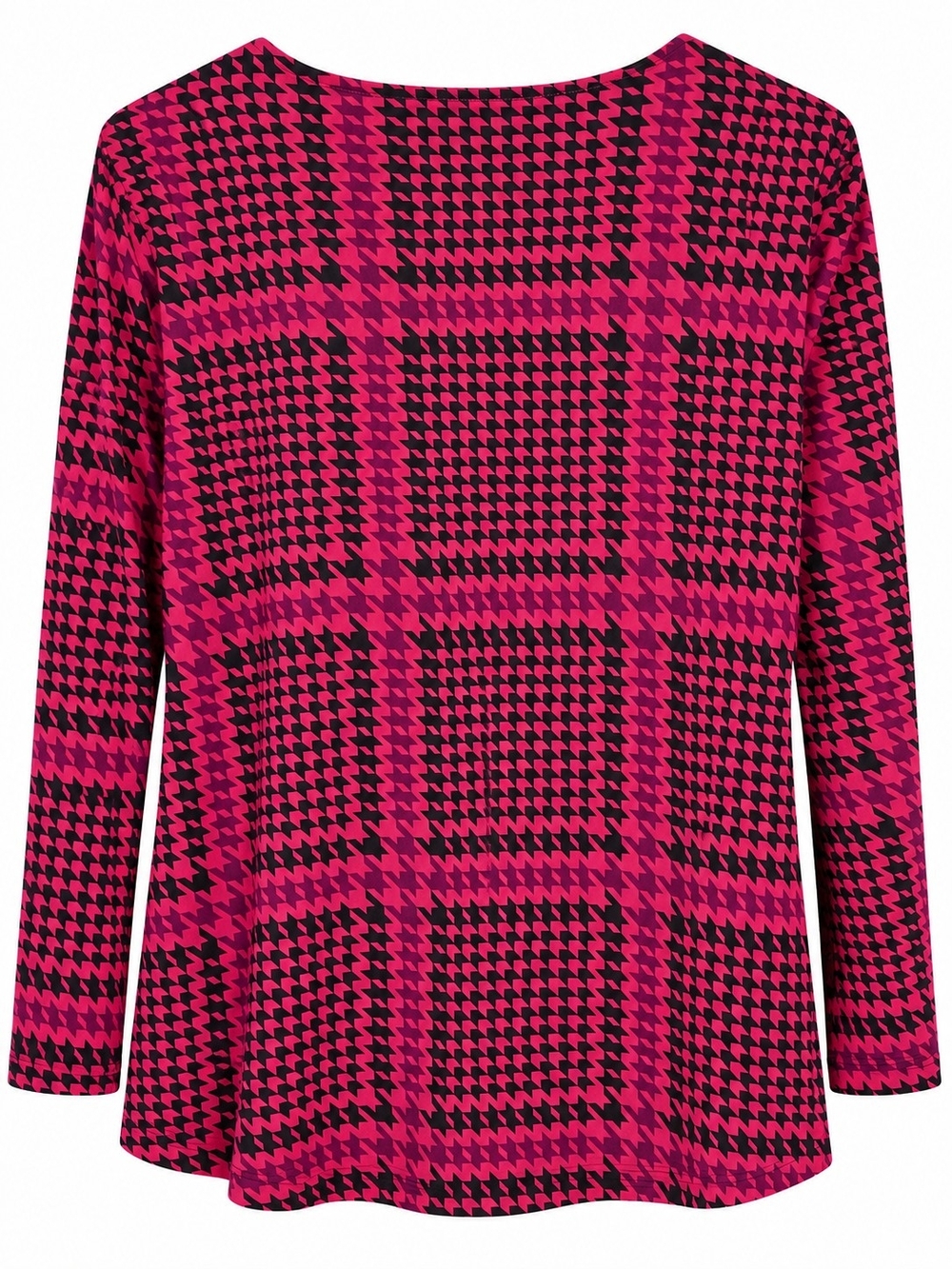 Liz Claiborne Red and Black Houndstooth Twist-Front Long Sleeve Top - Picture 2 of 5
